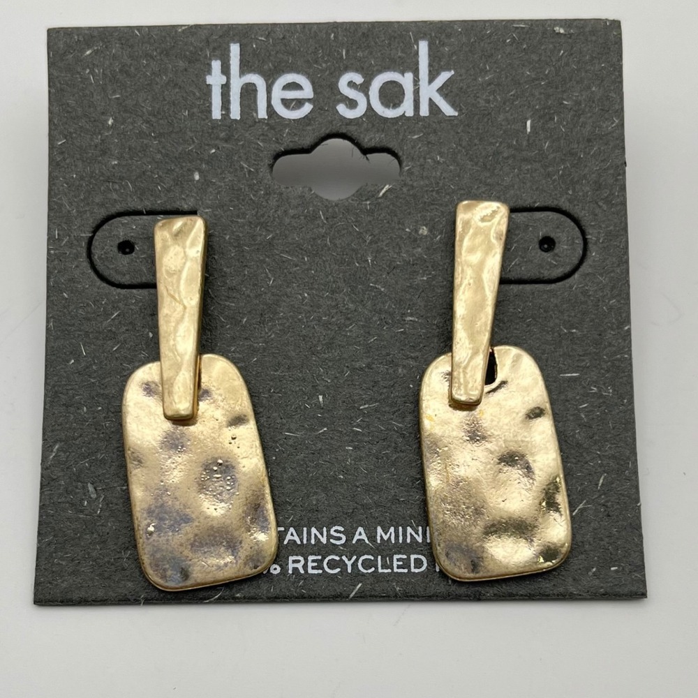 The Sak Gold Tone Hammered Metal Drop Earrings Trendy Jewelry Accessory